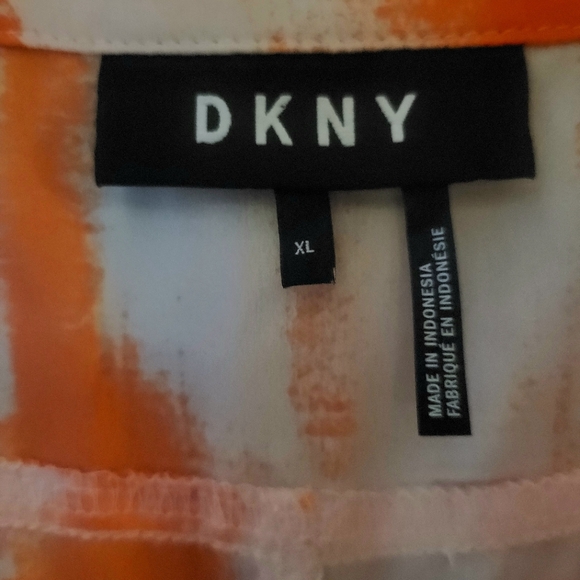 DKNY Orange/White Sleeveless Abstract V-Neck Maxi Sundress Size XL - Picture 10 of 13